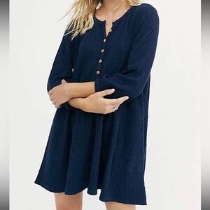Free people navy blue beach flare dress size small